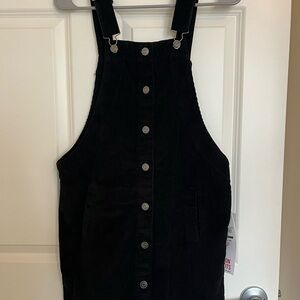 Black Corduroy Overall Dress